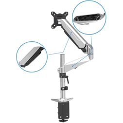 DIGITUS gázrugós C-bilincses univerzális (VESA 75 / 100) 1-es ezüst monitor tartó konzol