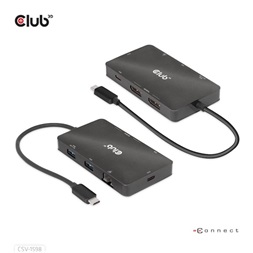 DOC Club3D USB Gen2 Type-C to Dual DisplayPort 4k60Hz 7-in-1 Portable Dock