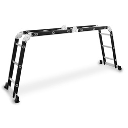 DRABEST HOME 4x3 lépcsős univerzális alumínium és rozsdamentes acél létra, 125 kg