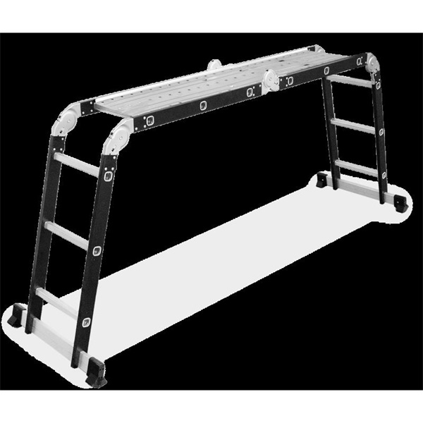DRABEST HOME és PLATFORM 4x3 lépcsős univerzális alumínium és rozsdamentes acél létra, 125 kg