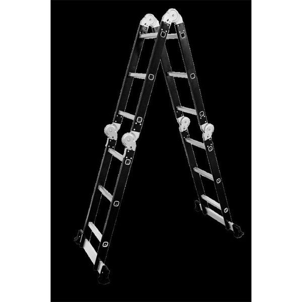 DRABEST HOME és PLATFORM 4x3 lépcsős univerzális alumínium és rozsdamentes acél létra, 125 kg