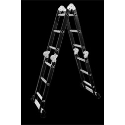 DRABEST HOME és PLATFORM 4x3 lépcsős univerzális alumínium és rozsdamentes acél létra, 125 kg