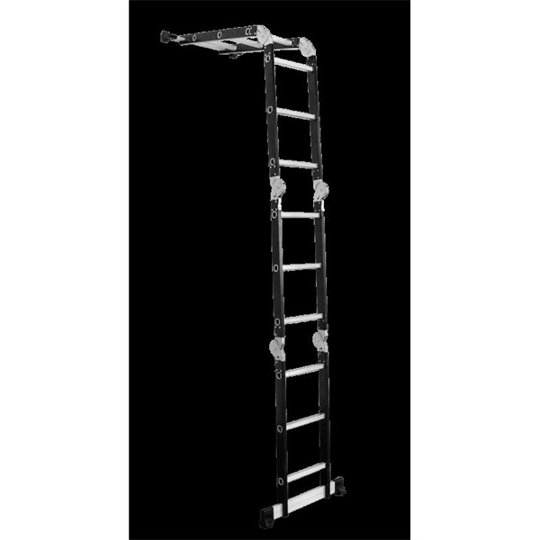 DRABEST HOME és PLATFORM 4x3 lépcsős univerzális alumínium és rozsdamentes acél létra, 125 kg