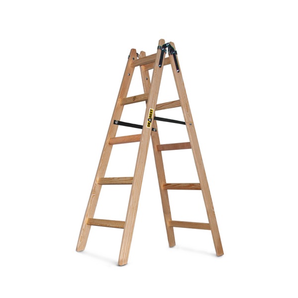 DRABEST STANDARD 2x5 lépcsős fa létra, összecsukható, EN 131