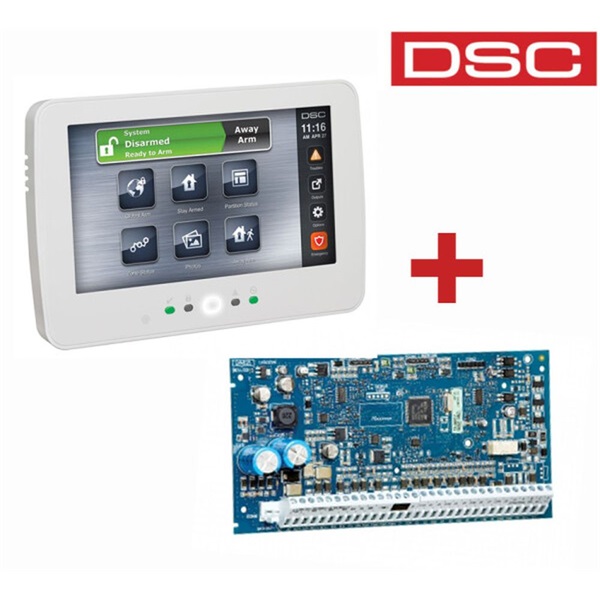 DSC PACK-NEO-2032-TCHP/8 zónás, 32 zónáig bővíthető központ és 7" érintőképernyős billentyűzet