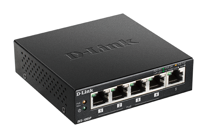 D-Link DES-1005D 5port FE LAN nem menedzselhető PoE switch