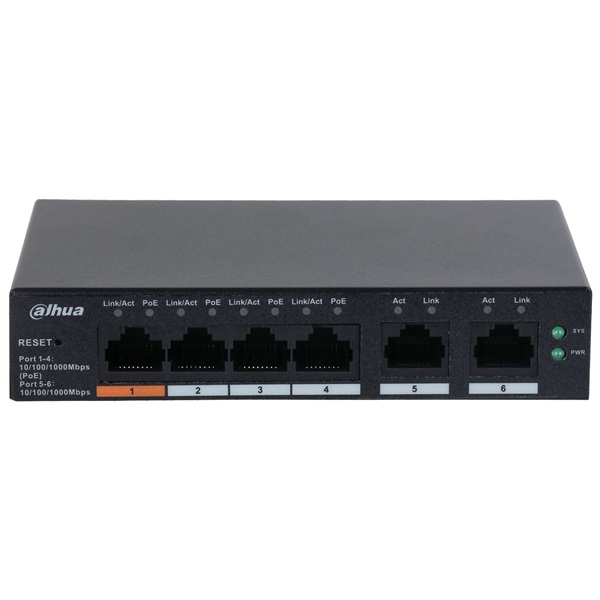 Dahua CS4006-4GT-60 4x1 Gbps PoE + 2x1 Gbps uplink/60W/Cloud Managed PoE Switch