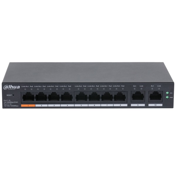 Dahua CS4010-8ET-60 8x10/100 Mbps PoE + 2x1 Gbps uplink/60W/Cloud Managed PoE Switch