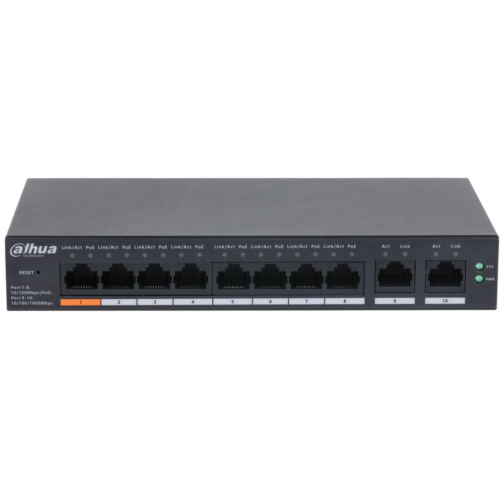 Dahua CS4010-8ET-60 8x10/100 Mbps PoE + 2x1 Gbps uplink/60W/Cloud Managed PoE Switch
