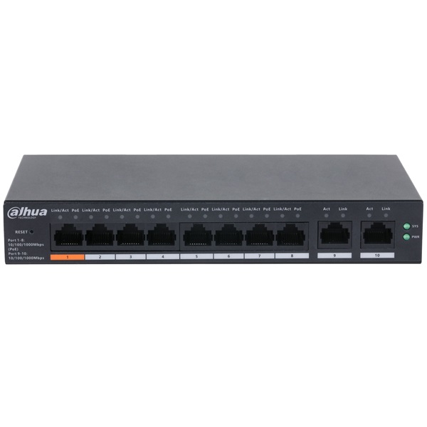 Dahua CS4010-8GT-60 8x1 Gbps PoE + 2x1 Gbps uplink/60W/Cloud Managed PoE Switch