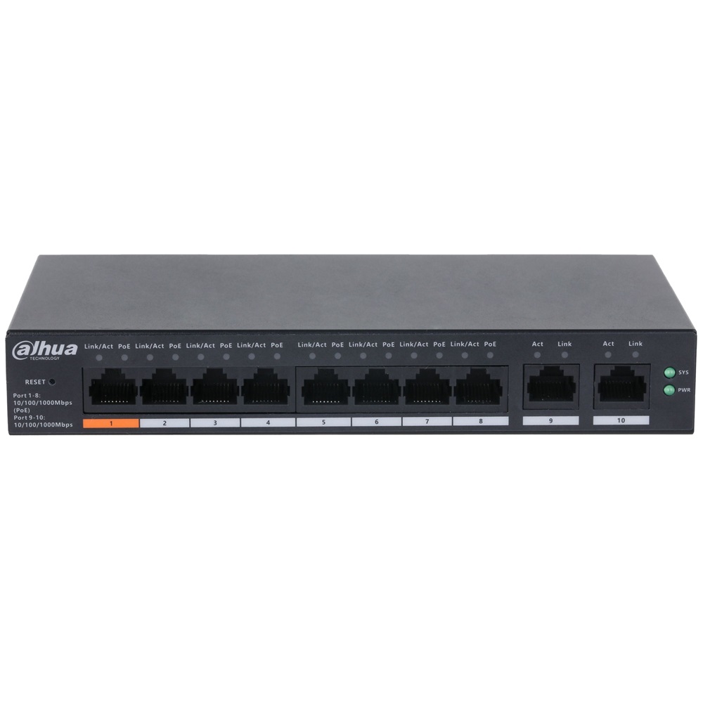 Dahua CS4010-8GT-60 8x1 Gbps PoE + 2x1 Gbps uplink/60W/Cloud Managed PoE Switch