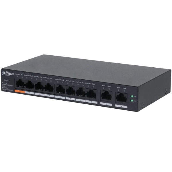 Dahua CS4010-8GT-60 8x1 Gbps PoE + 2x1 Gbps uplink/60W/Cloud Managed PoE Switch