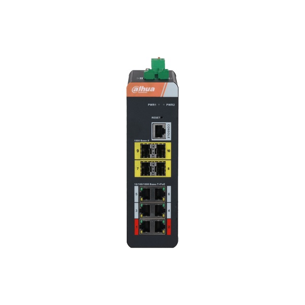 Dahua IS4410-6GT-120 6x1 Gbps PoE + 4x1 Gbps SFP + 1x Console port /120W/Din/ Ipari Menedzselhető PoE switch
