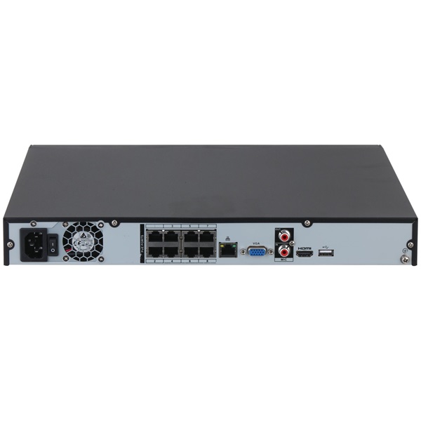 Dahua NVR4208-8P-4KS3 /8 csatorna/H265+/160 Mbps rögzítés/Lite/2x Sata/8x PoE/ hálózati rögzítő(NVR)