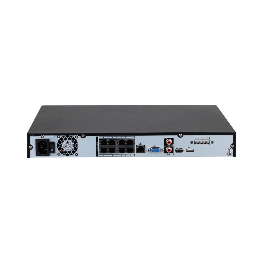 Dahua NVR4208-8P-EI /8 csatorna/H265+/256 Mbps rögzítés/AI/2x Sata/8x PoE/WizSense hálózati rögzítő(NVR)
