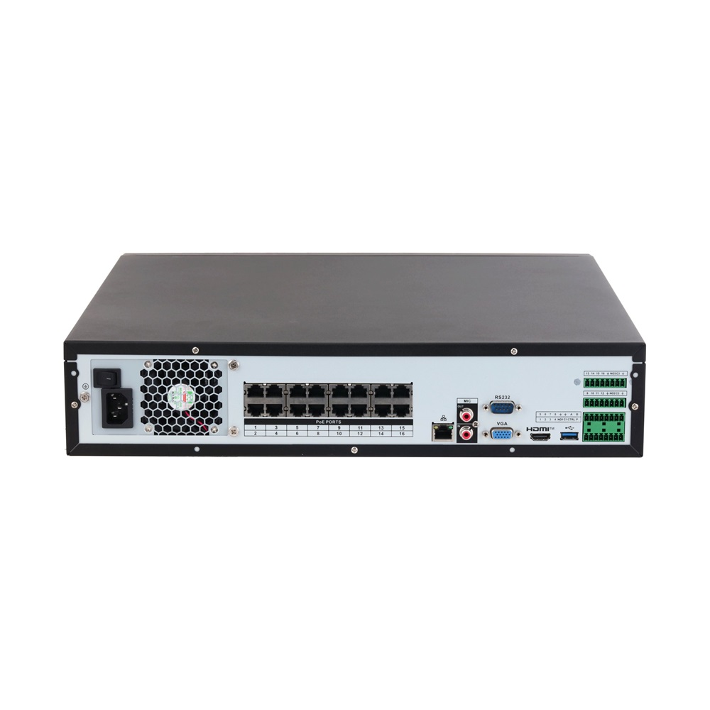 Dahua NVR4816-16P-EI /16 csatorna/H265+/256 Mbps rögzítés/AI/8x Sata/16x PoE/WizSense hálózati rögzítő(NVR)