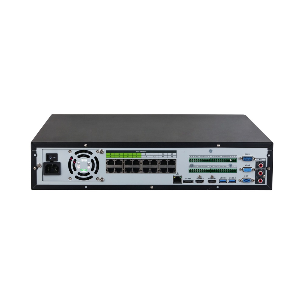 Dahua NVR5832-16P-EI /32 csatorna/H265+/384 Mbps rögzítés/AI/8x Sata/RAID/16x PoE/WizSense hálózati rögzítő(NVR)