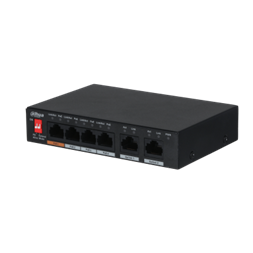 Dahua PFS3006-4ET-60-V2 1x 10/100(Hi-PoE/PoE+/PoE)+3x 10/100(PoE+/PoE)+2x 10/100 uplink, 60W PoE switch