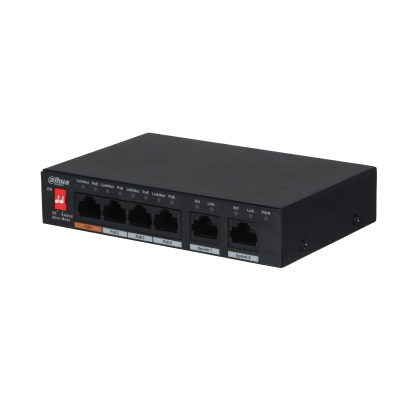 Dahua PFS3006-4ET-60-V2 1x 10/100(Hi-PoE/PoE+/PoE)+3x 10/100(PoE+/PoE)+2x 10/100 uplink, 60W PoE switch