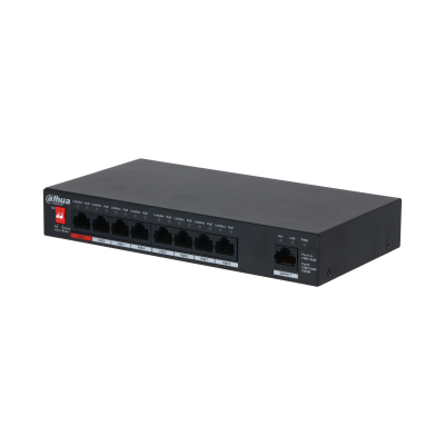 Dahua PFS3009-8ET1GT-96-V2 1x 10/100(Hi-PoE/PoE+/PoE)+7x 10/100(PoE+/PoE)+1x gigabit uplink, 96W PoE switch