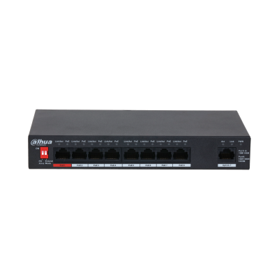 Dahua PFS3009-8ET1GT-96-V2 1x 10/100(Hi-PoE/PoE+/PoE)+7x 10/100(PoE+/PoE)+1x gigabit uplink, 96W PoE switch