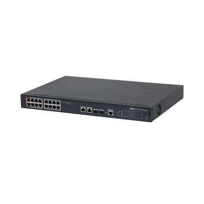 Dahua PFS4218-16ET-240-V3 16x 10/100(HighPoE(1,2)/PoE/PoE+ 240W)+2x gigabit/ SFP combo uplink menedzselhető PoE switch