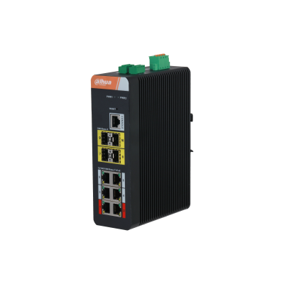 Dahua PFS4410-6GT-DP-V2 2x100/1000 (HighPoE/PoE+/PoE)+4x 100/1000 (PoE)+4xSFP uplink 120W menedzselhető PoE switch