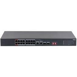Dahua S3218-16ET-240 16x10/100 Mbps PoE + 2x1 Gbps RJ-45/SFP Combo Uplink/240W/nem menedzselhető PoE Switch