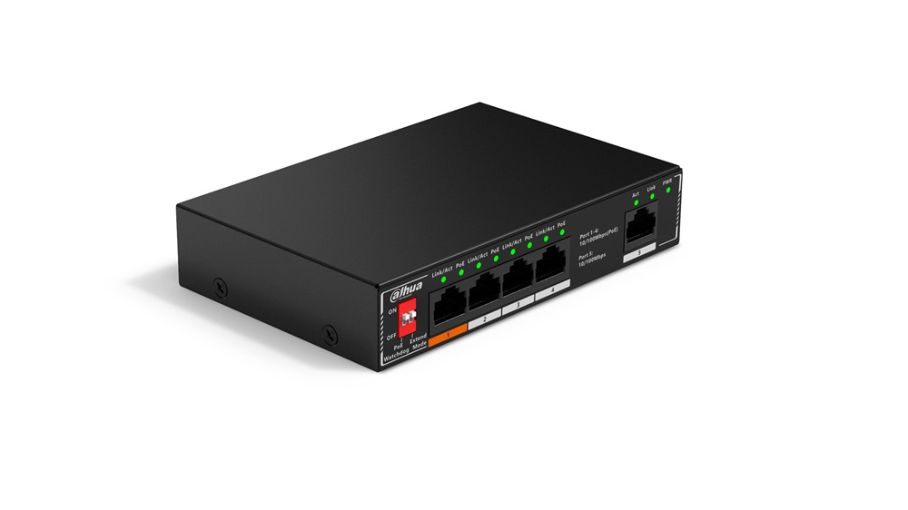 Dahua SF1005P 4x10/100 Mbps PoE + 1x10/100 Mbps uplink/60W/nem menedzselhető PoE Switch