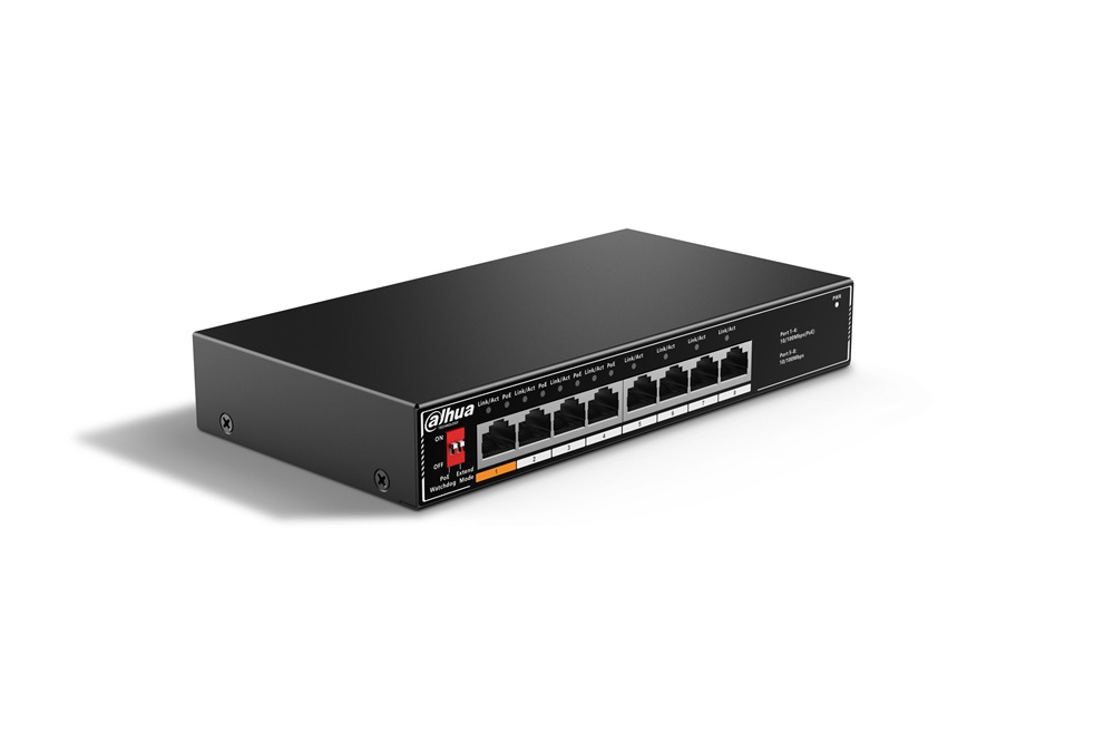 Dahua SF1008LP 4x10/100 Mbps PoE + 4x10/100 Mbps LAN/60W/nem menedzselhető PoE Switch
