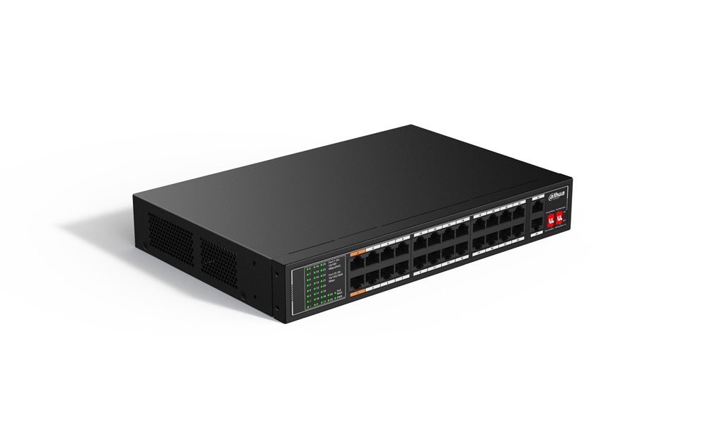 Dahua SF1026LP 24x10/100 Mbps PoE + 2x1 Gbps uplink/190W/nem menedzselhető PoE Switch