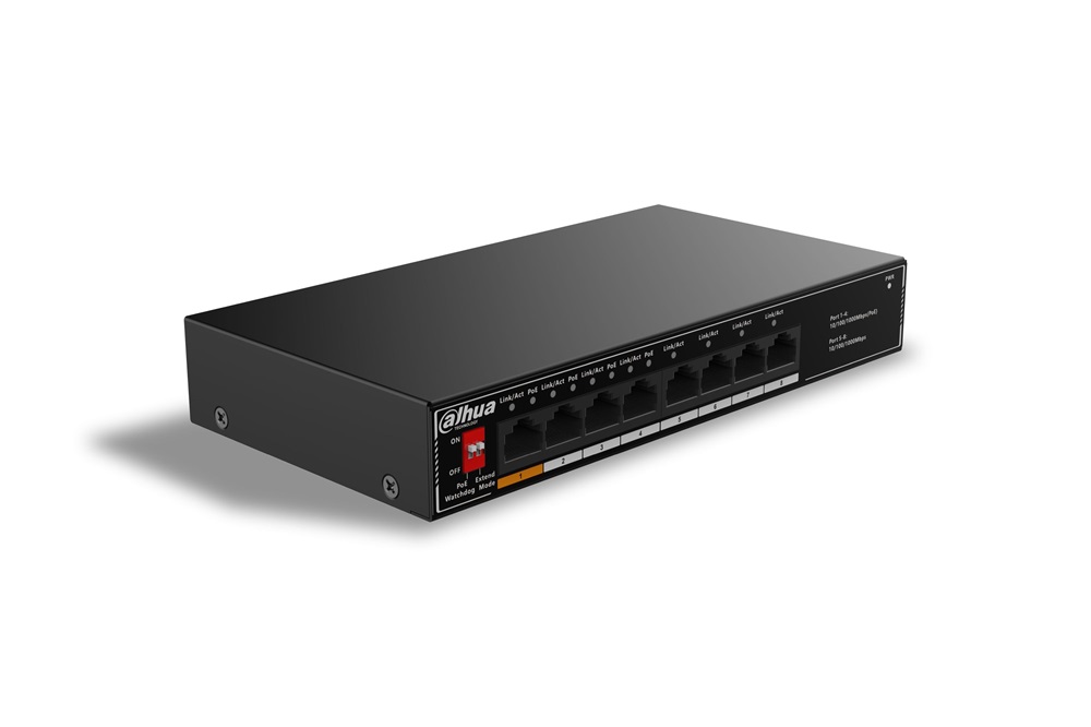 Dahua SG1008LP 4x1 Gbps PoE + 4x1 Gbps LAN/60W/nem menedzselhető PoE Switch