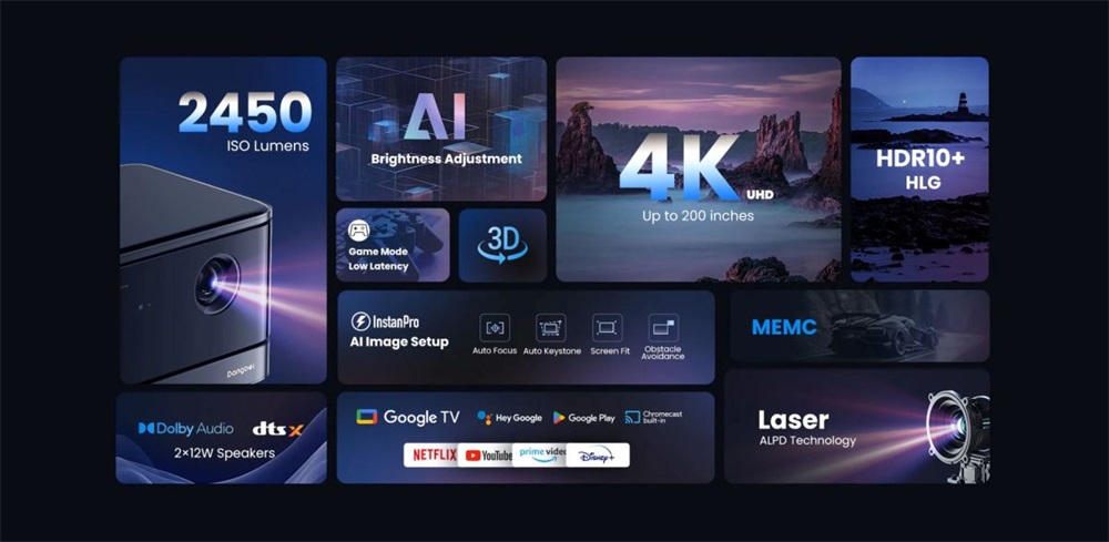 Dangbei Mars 2 Lite (DBOX02 Pro) 4K UHD 2000L fekete lézer projektor