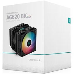 DeepCool CPU Cooler - AG620 BK ARGB (29,4 dB; max, 115,32 m3/h; 4pin csatlakozó, 6 db heatpipe, 12cm, PWM, LED)