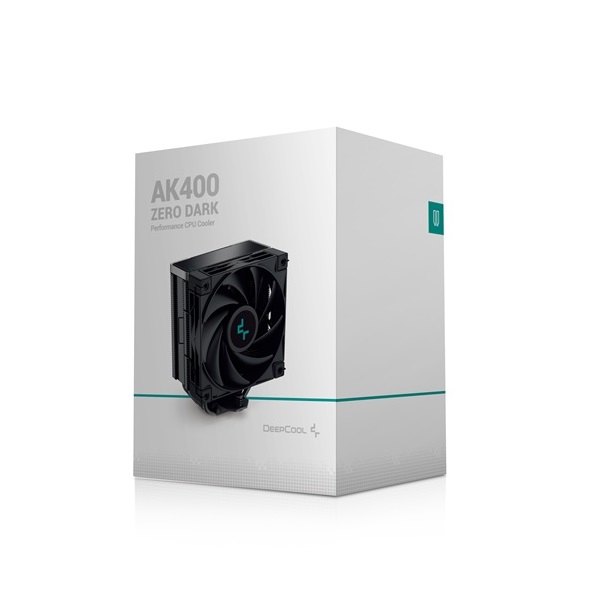DeepCool CPU Cooler - AK400 ZERO DARK (29 dB; max, 112,93 m3/h; 4pin csatlakozó, 4 db heatpipe, 12cm, PWM)