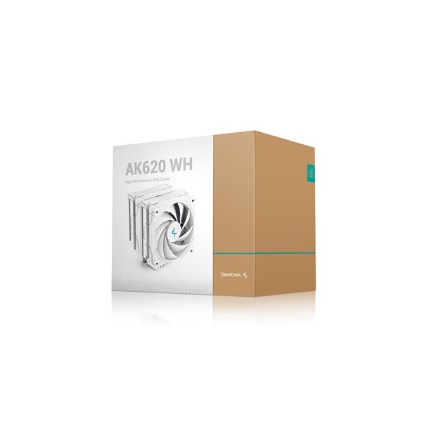 DeepCool CPU Cooler - AK620 WH (28 dB; max, 117,21 m3/h; 4pin csatlakozó, 6 db heatpipe, 2x12cm, PWM)
