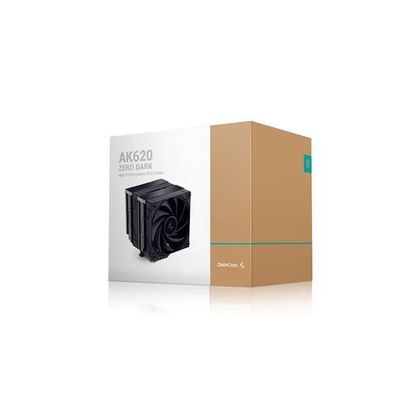 DeepCool CPU Cooler - AK620 ZERO DARK (28 dB; max, 117,21 m3/h; 4pin csatlakozó, 6 db heatpipe, 2x12cm, PWM)