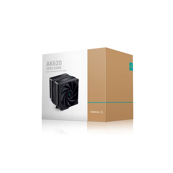 DeepCool CPU Cooler - AK620 ZERO DARK (28 dB; max, 117,21 m3/h; 4pin csatlakozó, 6 db heatpipe, 2x12cm, PWM)