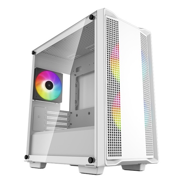 DeepCool Számítógépház - CC360 ARGB WH (fehér, ablakos, 3x12cm ventilátor, Mini-ITX / Mico-ATX, 1xUSB3.0, 1xUSB2.0)