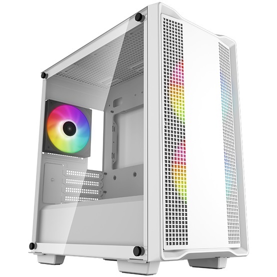 DeepCool Számítógépház - CC360 ARGB WH (fehér, ablakos, 3x12cm ventilátor, Mini-ITX / Mico-ATX, 1xUSB3.0, 1xUSB2.0)