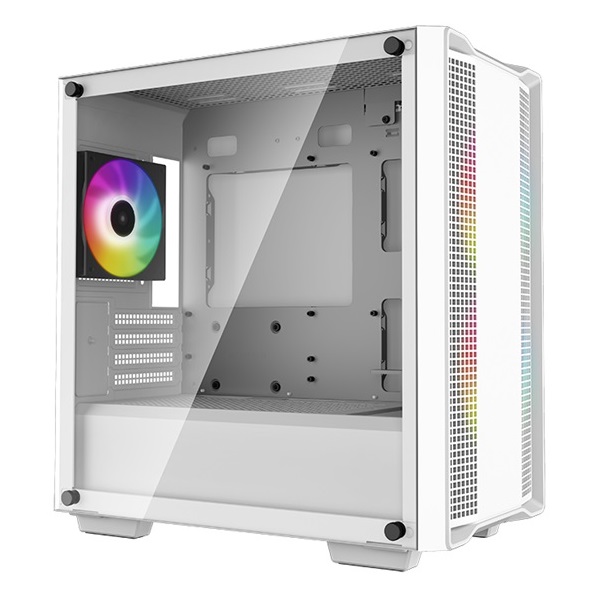 DeepCool Számítógépház - CC360 ARGB WH (fehér, ablakos, 3x12cm ventilátor, Mini-ITX / Mico-ATX, 1xUSB3.0, 1xUSB2.0)