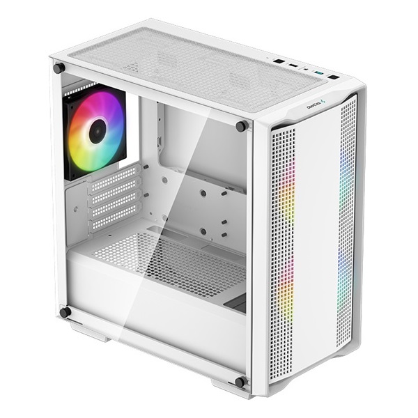 DeepCool Számítógépház - CC360 ARGB WH (fehér, ablakos, 3x12cm ventilátor, Mini-ITX / Mico-ATX, 1xUSB3.0, 1xUSB2.0)