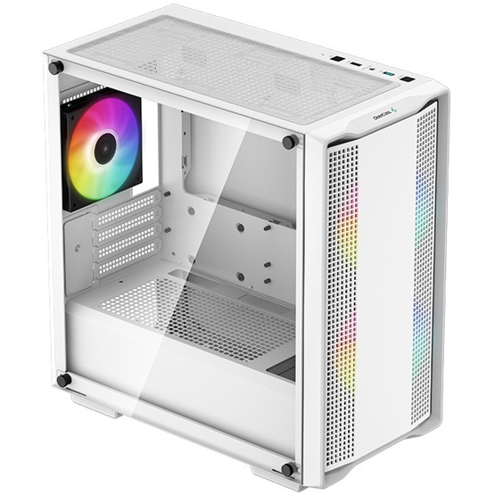 DeepCool Számítógépház - CC360 ARGB WH (fehér, ablakos, 3x12cm ventilátor, Mini-ITX / Mico-ATX, 1xUSB3.0, 1xUSB2.0)