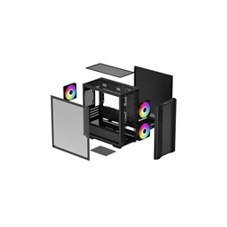 DeepCool Számítógépház - CC360 ARGB (fekete, ablakos, 3x12cm ventilátor, Mini-ITX / Mico-ATX, 1xUSB3.0, 1xUSB2.0)