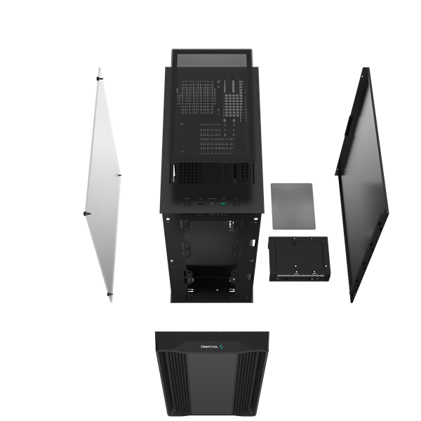DeepCool Számítógépház - CC560-100034 (fekete, ablakos, venti nélkül, Mini-ITX / Mico-ATX / ATX, 1xUSB3.0, 1xUSB2.0)