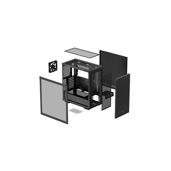 DeepCool Számítógépház - CH510 (fekete, ablakos, 1x12cm ventilátor, Mini-ITX / Mico-ATX / ATX / E-ATX, 2xUSB3.0)