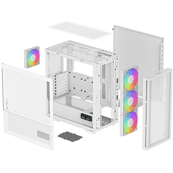 DeepCool Számítógépház - CH560 Digital WH (fehér, ablakos, 4x12cm venti, Mini-ITX / Mico-ATX / ATX / E-ATX, 2xUSB3.0)