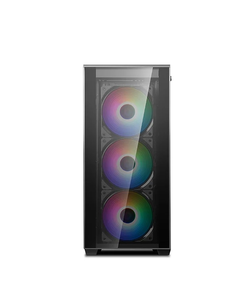 DeepCool Számítógépház - MATREXX 70 ADD RGB 3F (fekete, ablakos, 3x12cm ventilátor, ATX, mATX, 2xUSB3.0, 1xUSB2.0)