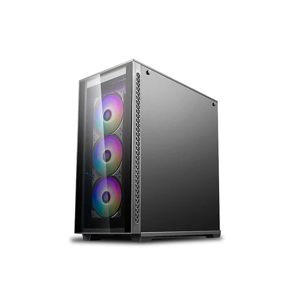 DeepCool Számítógépház - MATREXX 70 ADD RGB 3F (fekete, ablakos, 3x12cm ventilátor, ATX, mATX, 2xUSB3.0, 1xUSB2.0)