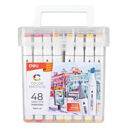 Deli Color Emotion 48 darabos kétvégű alkoholos sketch marker készlet